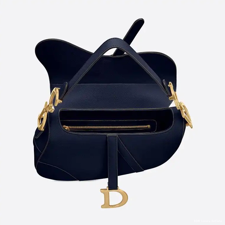 Cheap Dior Saddle Bag Blue Calfskin Navy Grained 0508 Luxury